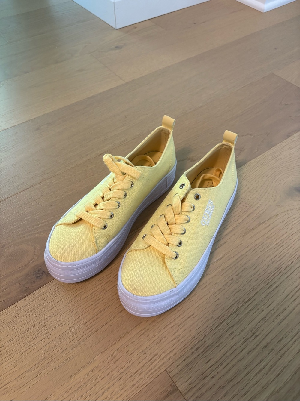 Guess Women's Yellow Low-Top Platform Sneakers